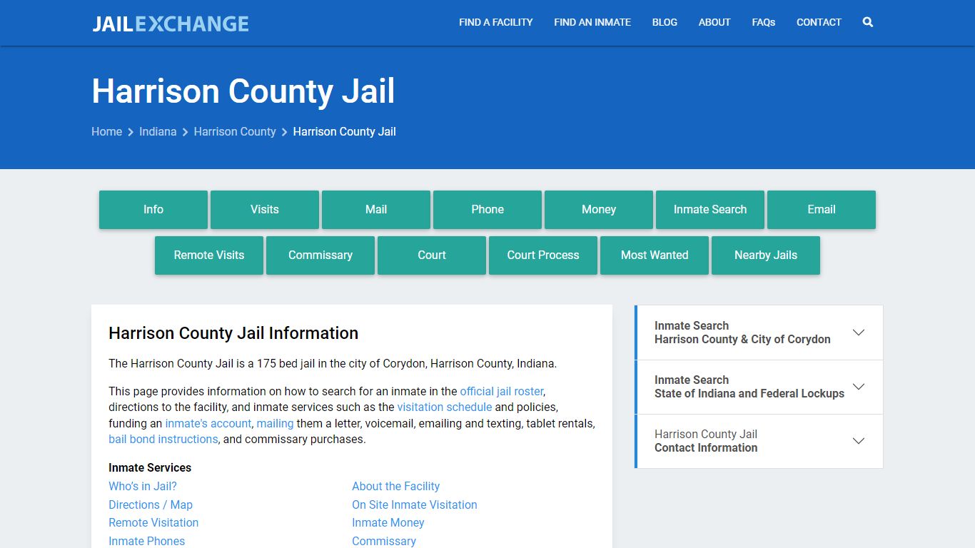 Harrison County Jail, IN Inmate Search, Information